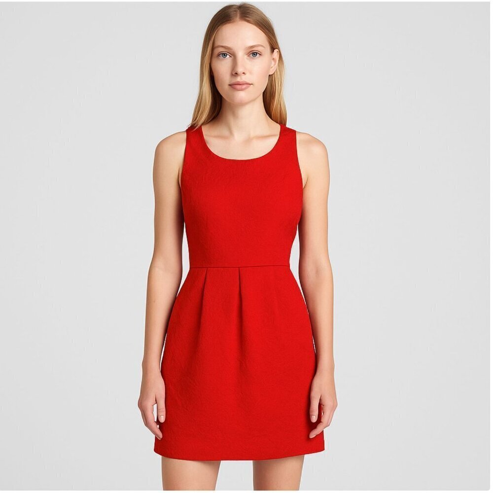 Moulinette Soeurs Red Jacquard Fit & Flare Dress Women’s Size 6 anthropologie - Picture 1 of 11